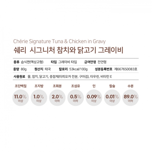 쉐리 캔 시그니처 그레이비 80g (참치와 닭고기) - 브라운